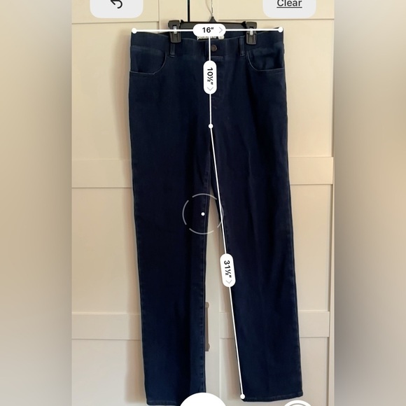 Betabrand Straight Leg Pull On Jeans Womens Large Stretch Dark Wash Travel - Picture 5 of 5